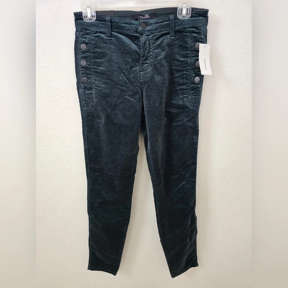 J Brand Zion Mid-Rise Velvet Skinny Jeans in Moorland - Size 27 - NWT